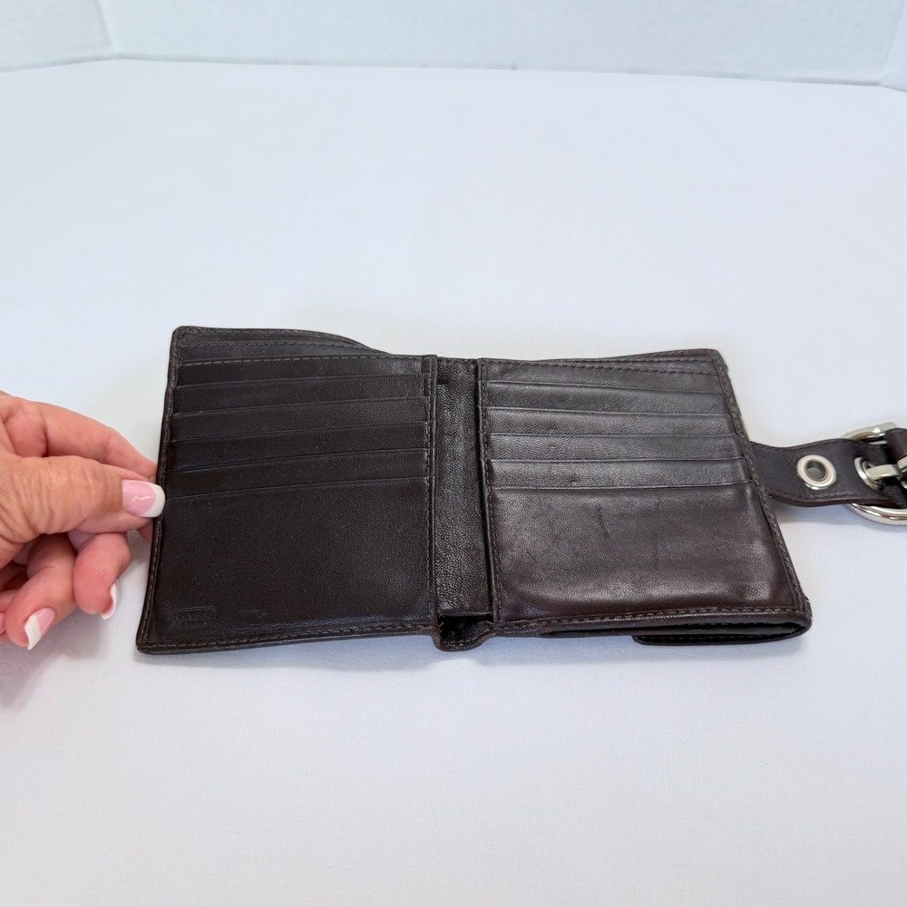 Coach SOHO Bifold Wallet Womens Brown Signature Jacquard Buckle Snap - Picture 12 of 16